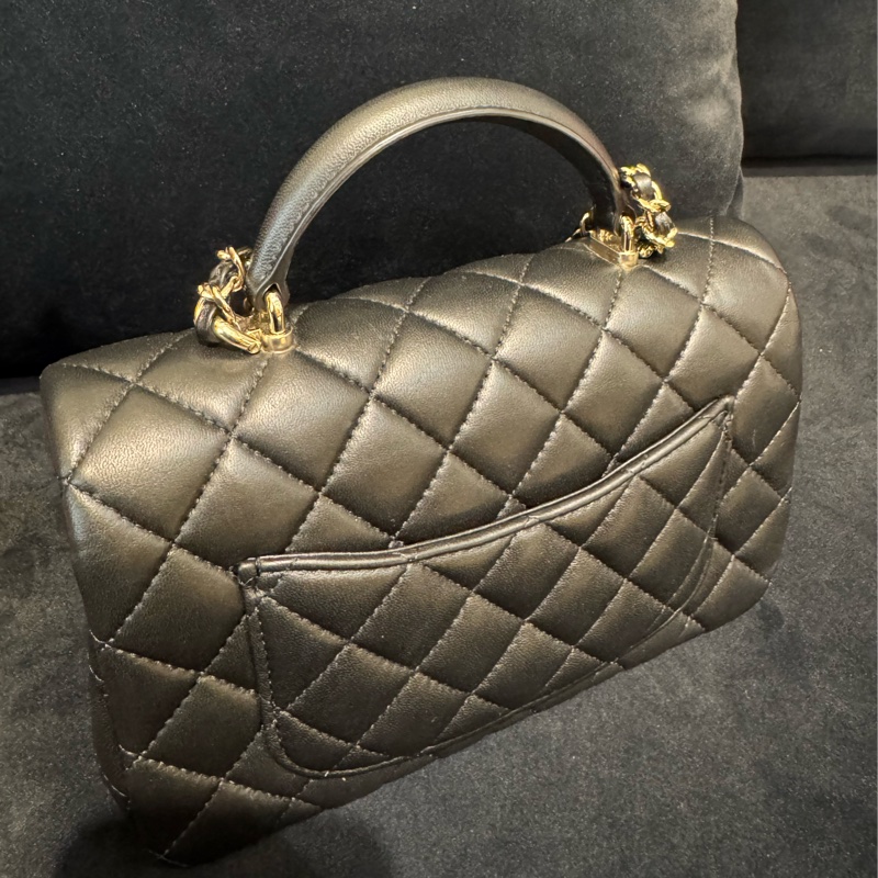 chanel黑羊皮coco handle20-6