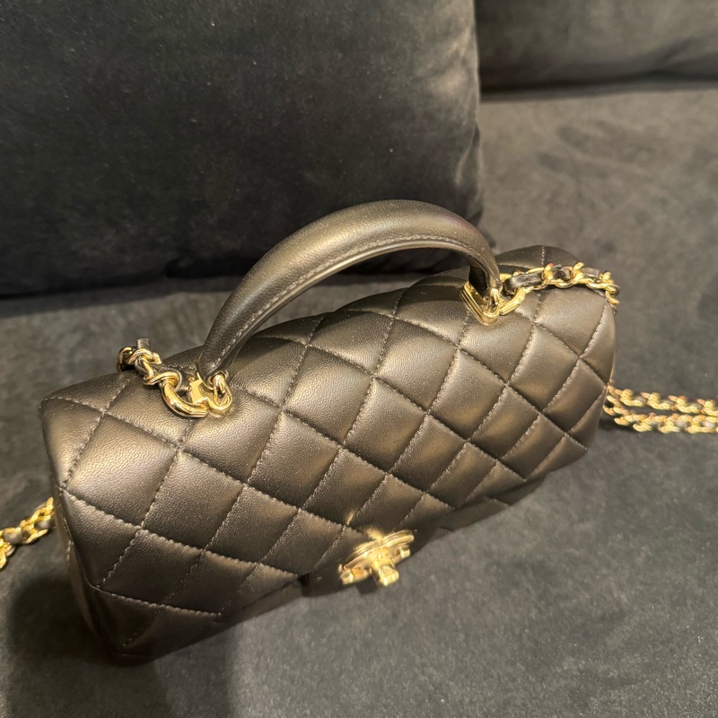 chanel黑羊皮coco handle20-7