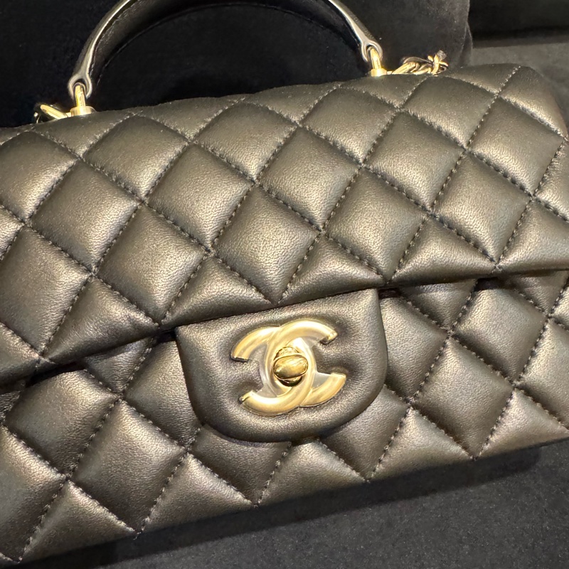 chanel黑羊皮coco handle20-8