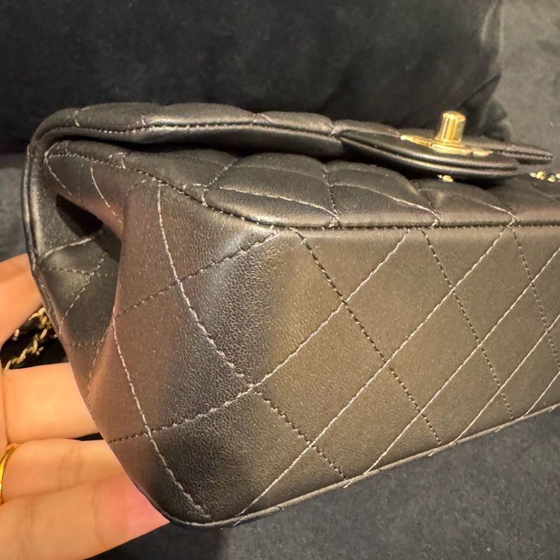 chanel黑羊皮coco handle20-9