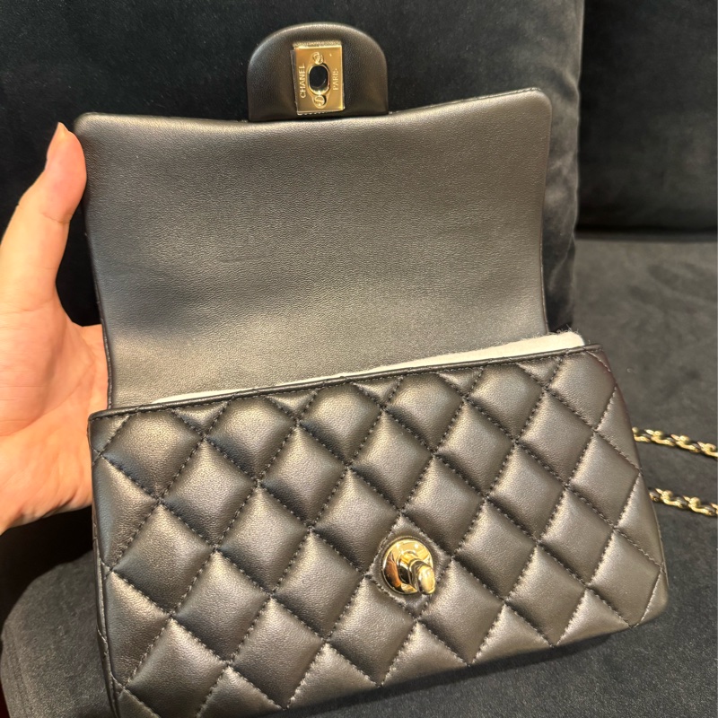 chanel黑羊皮coco handle20-14