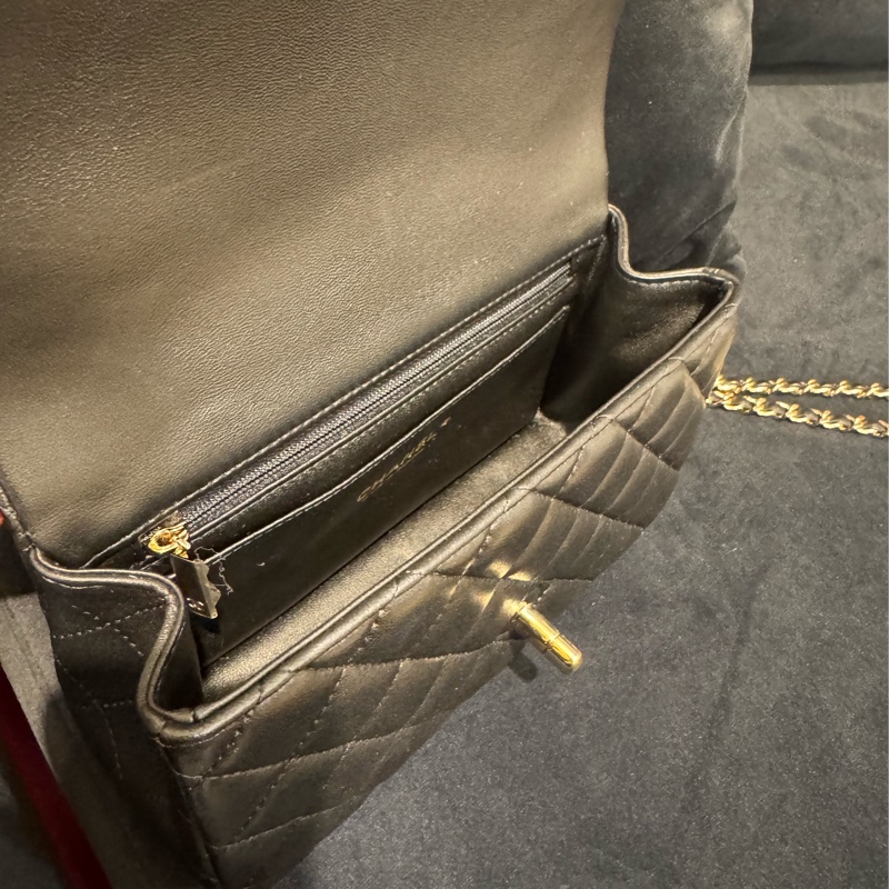 chanel黑羊皮coco handle20-20