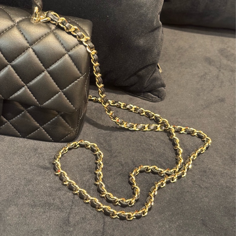 chanel黑羊皮coco handle20-28