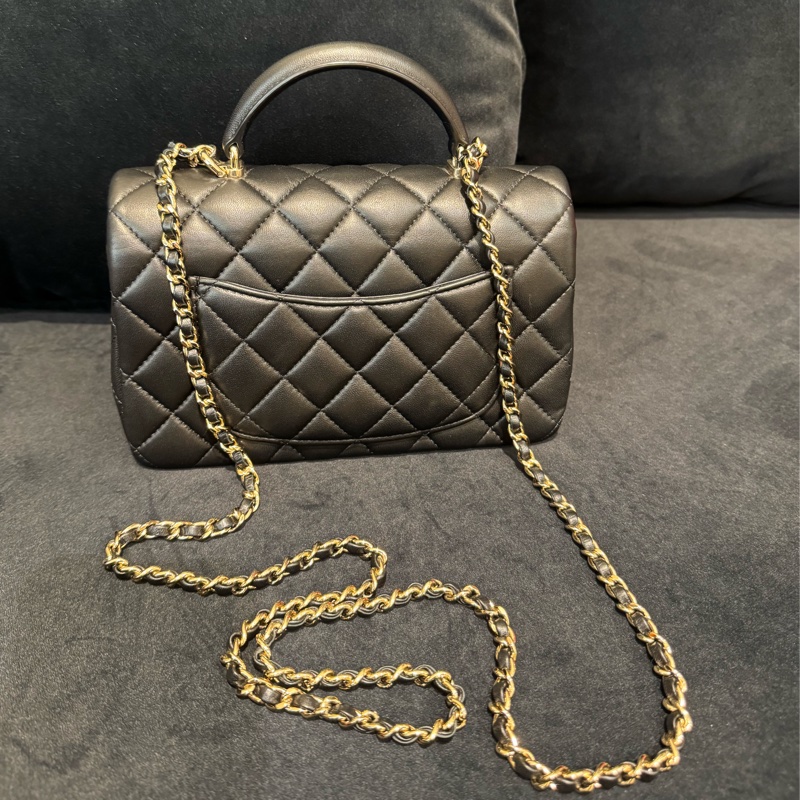 chanel黑羊皮coco handle20-29