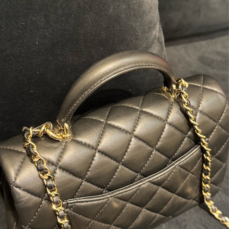 chanel黑羊皮coco handle20-30