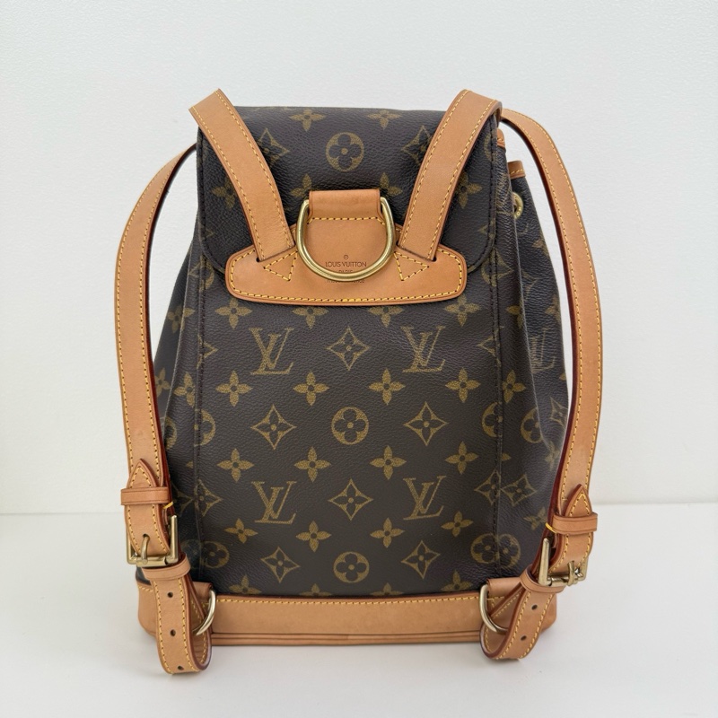 Louis Vuitton路易威登 深棕色雙肩包 金扣-2