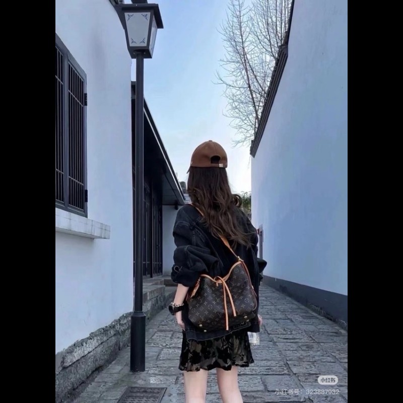 LV路易威登 26年2月票 芯片款 Carryall PM小號子母包 經典老花滿印購物袋 塗層帆布拼牛皮飾邊 手提單肩包托特包 女款 棕色-7