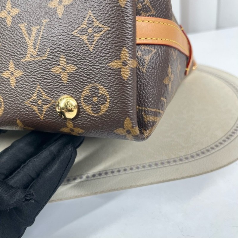 LV路易威登 26年2月票 芯片款 Carryall PM小號子母包 經典老花滿印購物袋 塗層帆布拼牛皮飾邊 手提單肩包托特包 女款 棕色-11