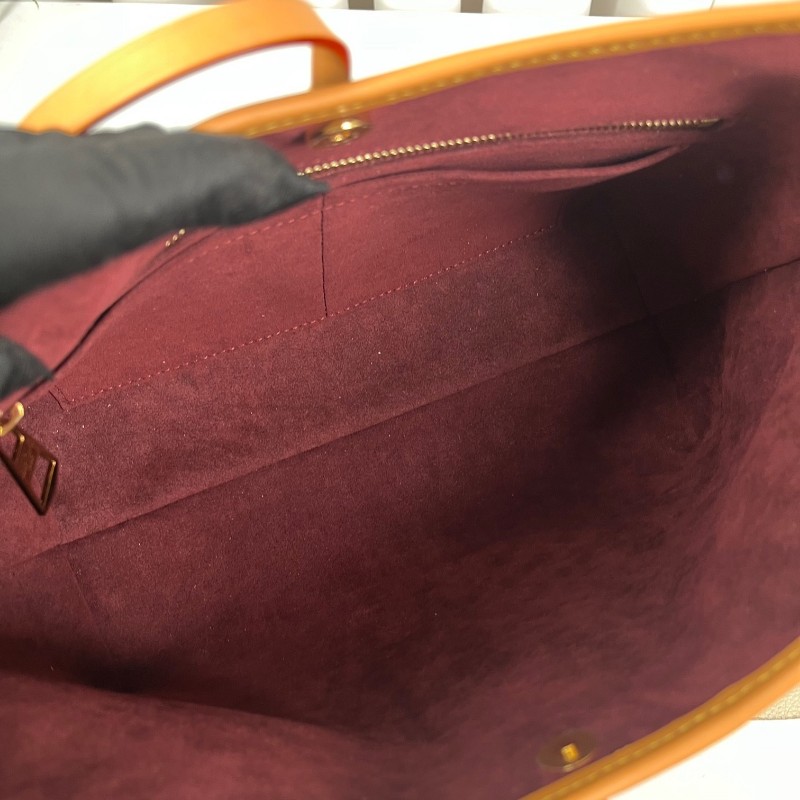 LV路易威登 26年2月票 芯片款 Carryall PM小號子母包 經典老花滿印購物袋 塗層帆布拼牛皮飾邊 手提單肩包托特包 女款 棕色-15