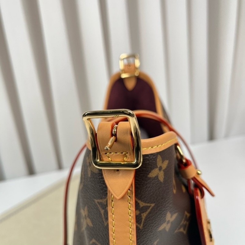 LV路易威登 26年2月票 芯片款 Carryall PM小號子母包 經典老花滿印購物袋 塗層帆布拼牛皮飾邊 手提單肩包托特包 女款 棕色-22