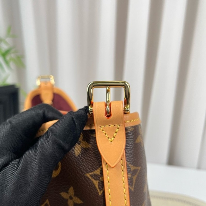 LV路易威登 26年2月票 芯片款 Carryall PM小號子母包 經典老花滿印購物袋 塗層帆布拼牛皮飾邊 手提單肩包托特包 女款 棕色-24