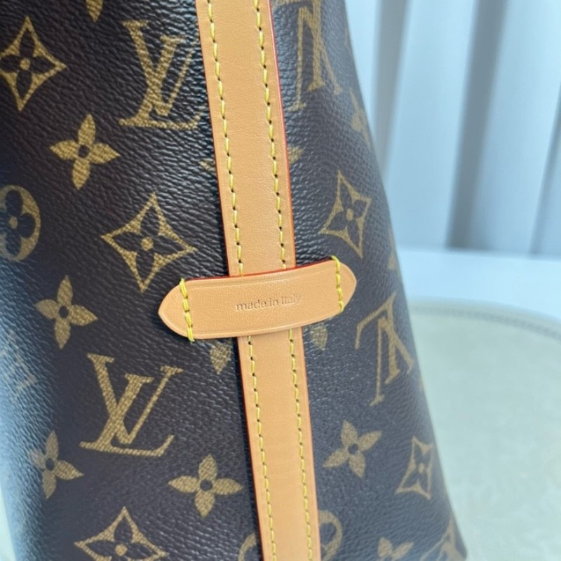 LV路易威登 26年2月票 芯片款 Carryall PM小號子母包 經典老花滿印購物袋 塗層帆布拼牛皮飾邊 手提單肩包托特包 女款 棕色-25