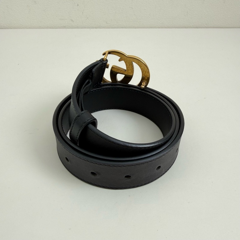 GUCCI/古馳 黑色腰帶 金扣-1