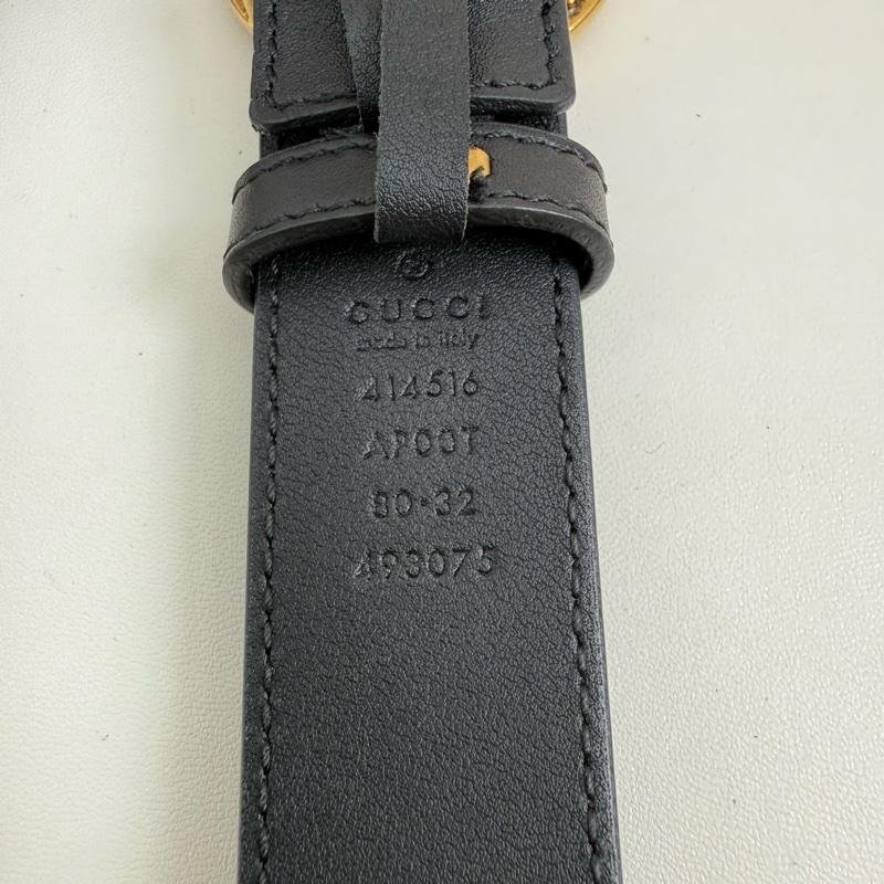 GUCCI/古馳 黑色腰帶 金扣-6