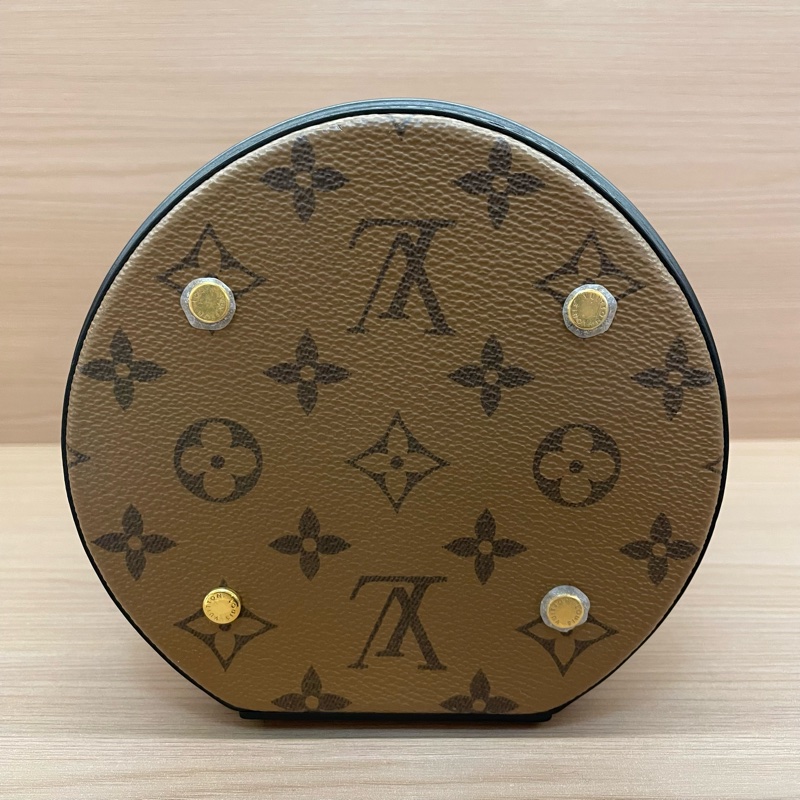 NO:C58 lv路易威登 Cannes焦糖老花发财桶 牛皮 中號 芯片款 手提单肩斜挎包 有塵袋 無盒子-4