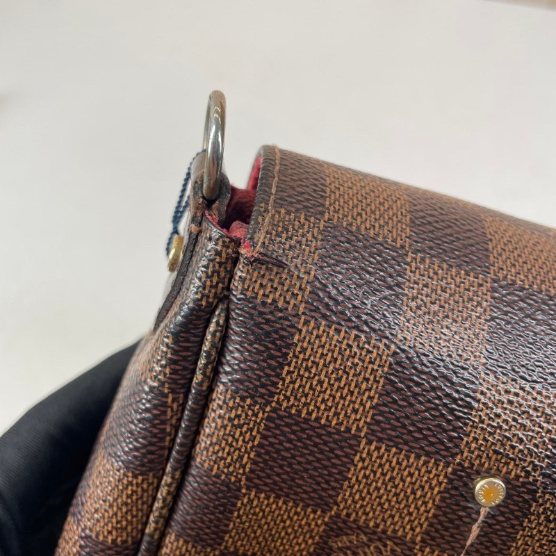 LV路易威登棕棋盤單肩腋下斜挎包 實用性高 搭配清冷風的棋盤格 知性而自我-16