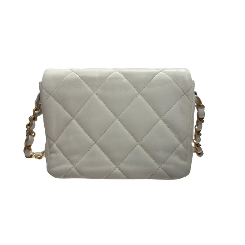 CHANEL 23S HEART CLASSIC FLAP Cross Body Bag White GHW-1