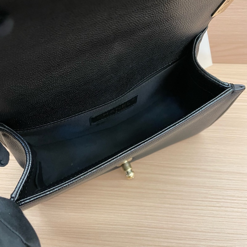 NO：C7 CHANEL 香奈儿 Leboy小号 2017年 23開黑金链条包 黑色荔枝皮 经典菱格纹 有塵袋 無卡 無盒子-11