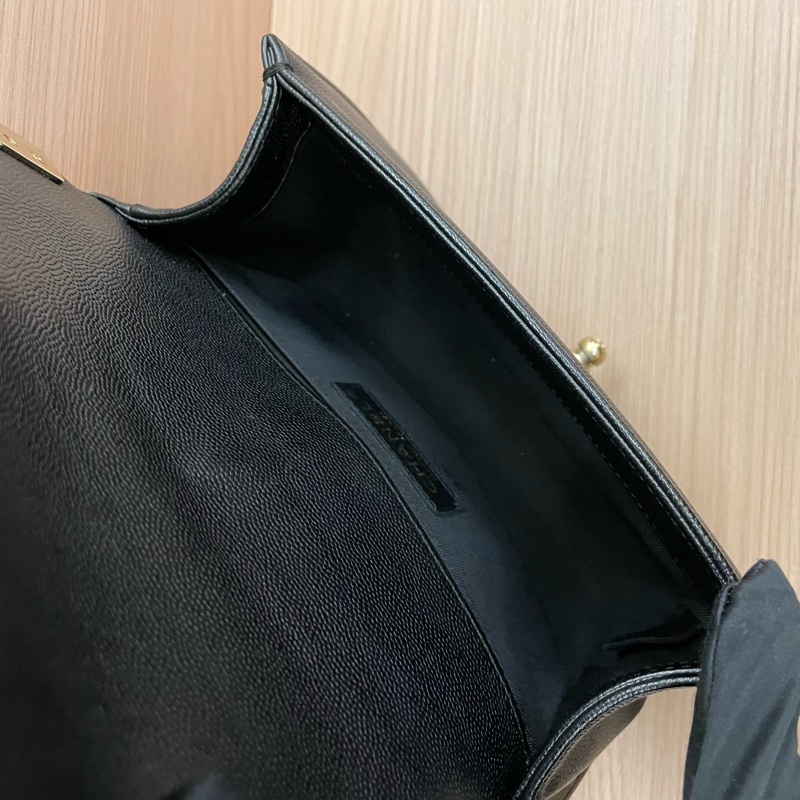 NO：C7 CHANEL 香奈儿 Leboy小号 2017年 23開黑金链条包 黑色荔枝皮 经典菱格纹 有塵袋 無卡 無盒子-12