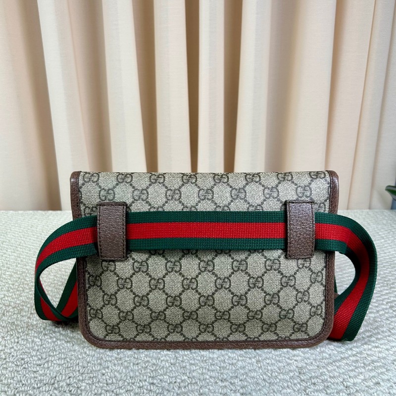 Gucci古馳老花虎頭腰包 經典老花配色 虎頭logo 特別有辨識度 肩帶紅綠配色 細節做工精緻 容量實用 日常出門很方便-1
