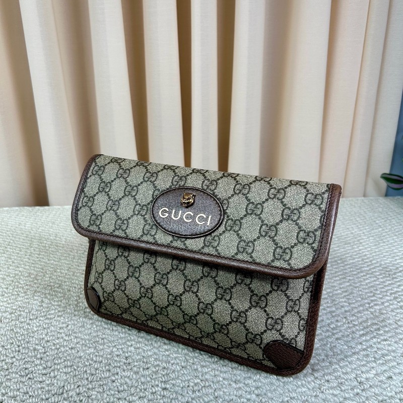 Gucci古馳老花虎頭腰包 經典老花配色 虎頭logo 特別有辨識度 肩帶紅綠配色 細節做工精緻 容量實用 日常出門很方便-3