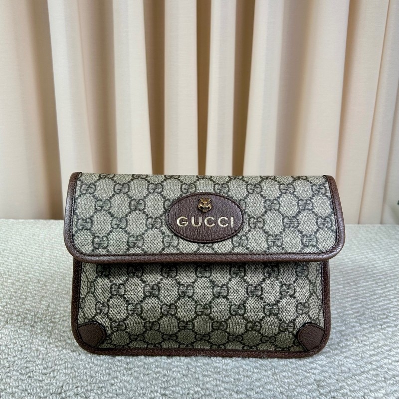 Gucci古馳老花虎頭腰包 經典老花配色 虎頭logo 特別有辨識度 肩帶紅綠配色 細節做工精緻 容量實用 日常出門很方便-5