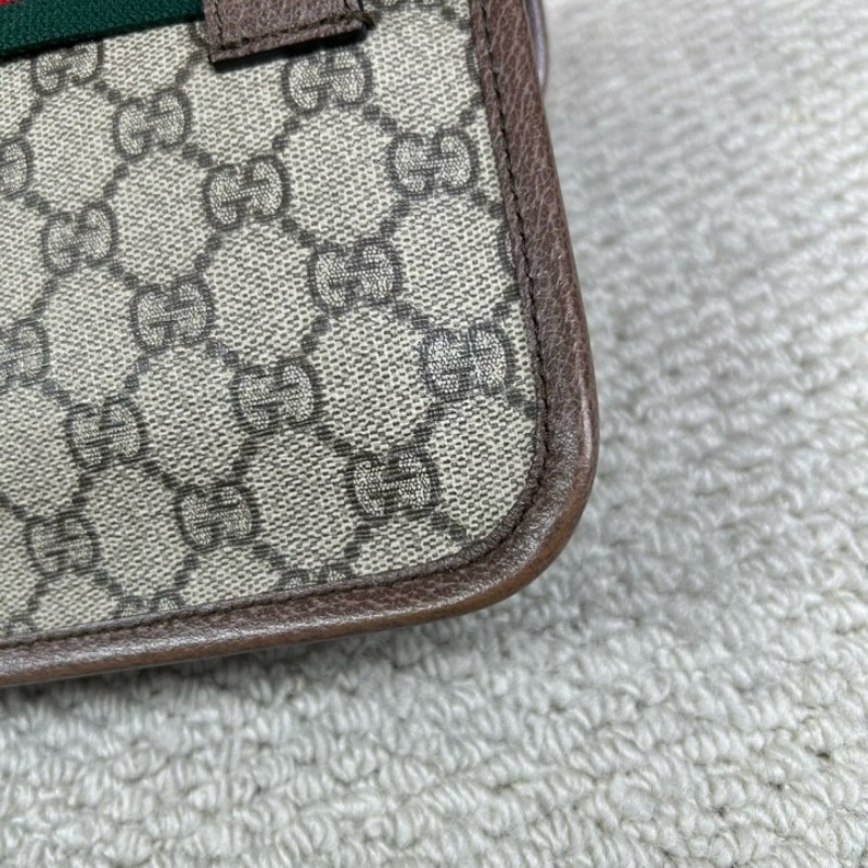 Gucci古馳老花虎頭腰包 經典老花配色 虎頭logo 特別有辨識度 肩帶紅綠配色 細節做工精緻 容量實用 日常出門很方便-9