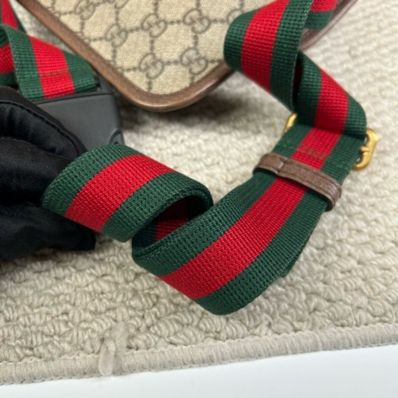 Gucci古馳老花虎頭腰包 經典老花配色 虎頭logo 特別有辨識度 肩帶紅綠配色 細節做工精緻 容量實用 日常出門很方便-12