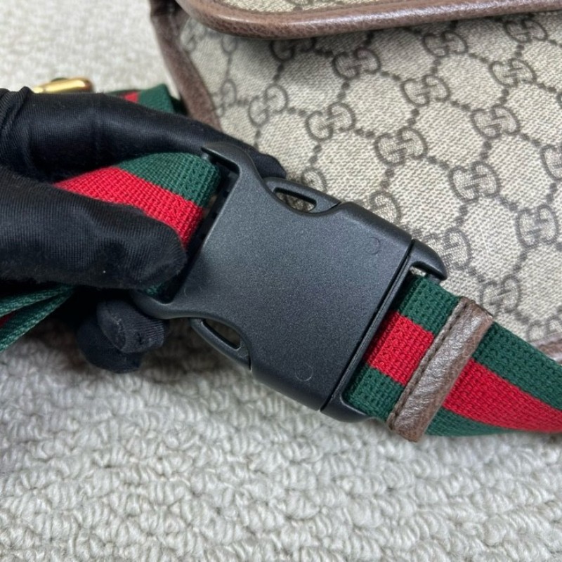 Gucci古馳老花虎頭腰包 經典老花配色 虎頭logo 特別有辨識度 肩帶紅綠配色 細節做工精緻 容量實用 日常出門很方便-14