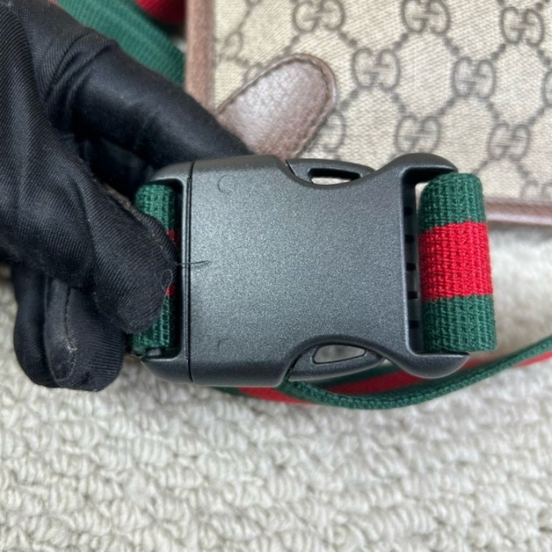 Gucci古馳老花虎頭腰包 經典老花配色 虎頭logo 特別有辨識度 肩帶紅綠配色 細節做工精緻 容量實用 日常出門很方便-15