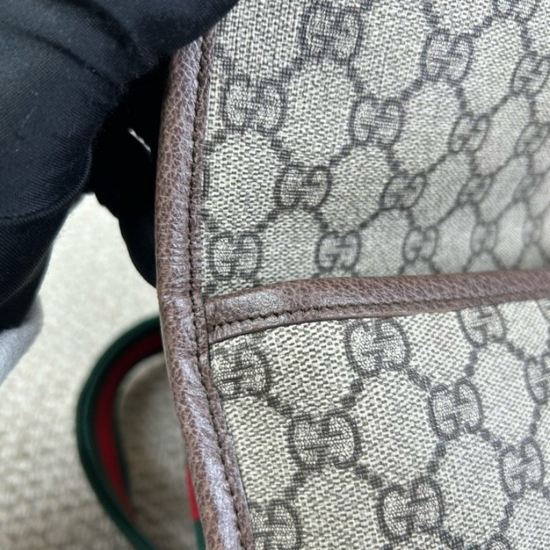 Gucci古馳老花虎頭腰包 經典老花配色 虎頭logo 特別有辨識度 肩帶紅綠配色 細節做工精緻 容量實用 日常出門很方便-17