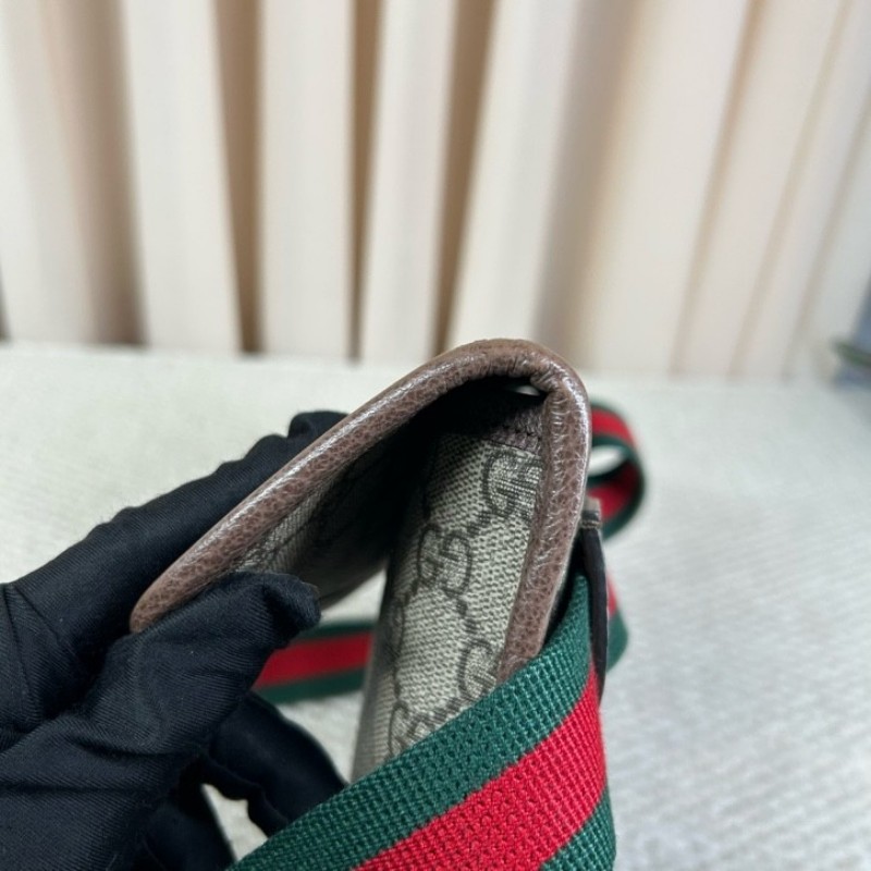 Gucci古馳老花虎頭腰包 經典老花配色 虎頭logo 特別有辨識度 肩帶紅綠配色 細節做工精緻 容量實用 日常出門很方便-20