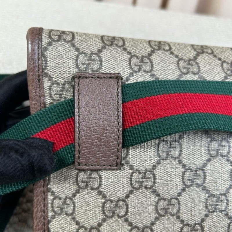 Gucci古馳老花虎頭腰包 經典老花配色 虎頭logo 特別有辨識度 肩帶紅綠配色 細節做工精緻 容量實用 日常出門很方便-21