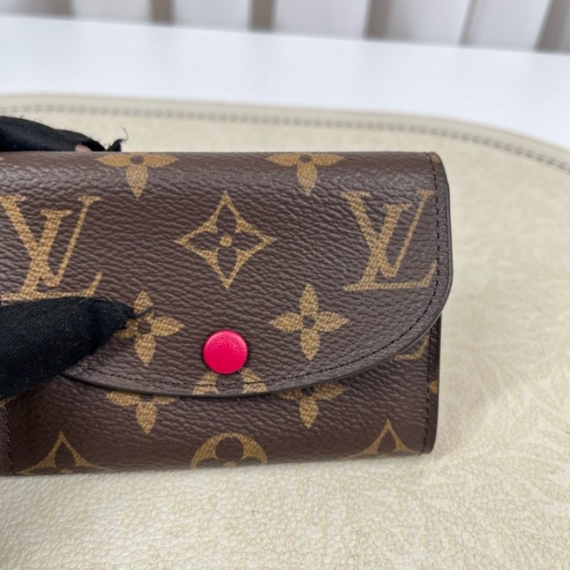 LV路易威登 老花短款豆豆錢包 經典老花配紅色內裡 有拉鏈隔層-2