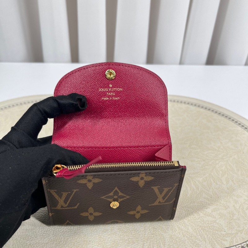 LV路易威登 老花短款豆豆錢包 經典老花配紅色內裡 有拉鏈隔層-16