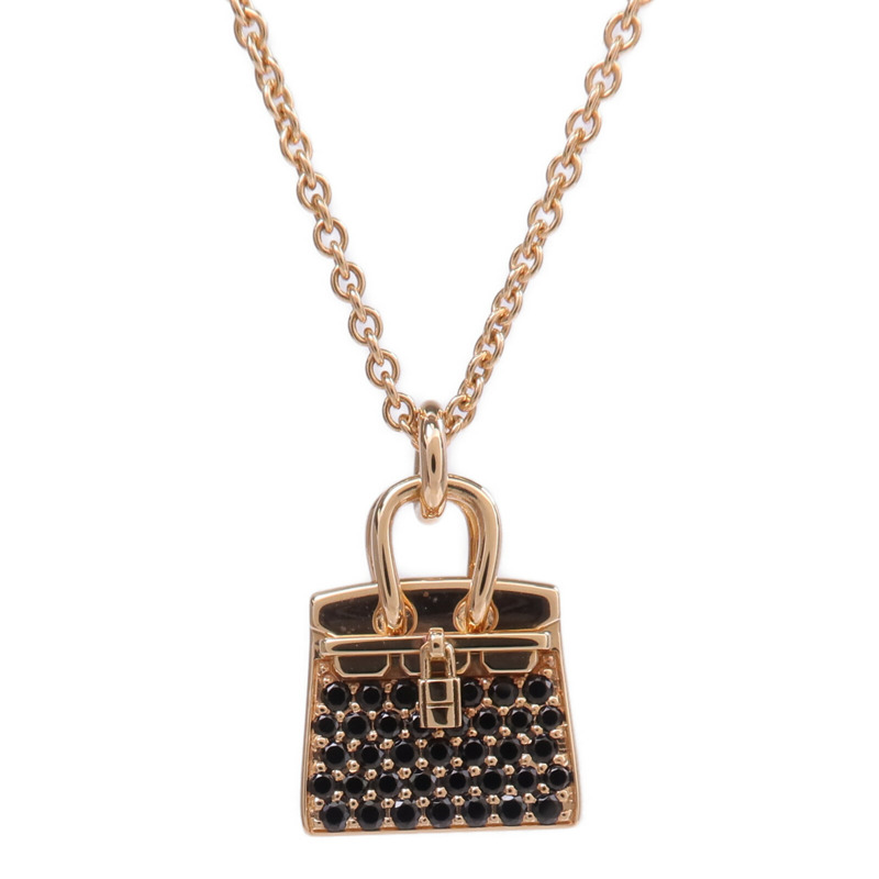 HERMES 18K玫瑰金Amulettes Kelly Pendant尖晶石項鍊-2