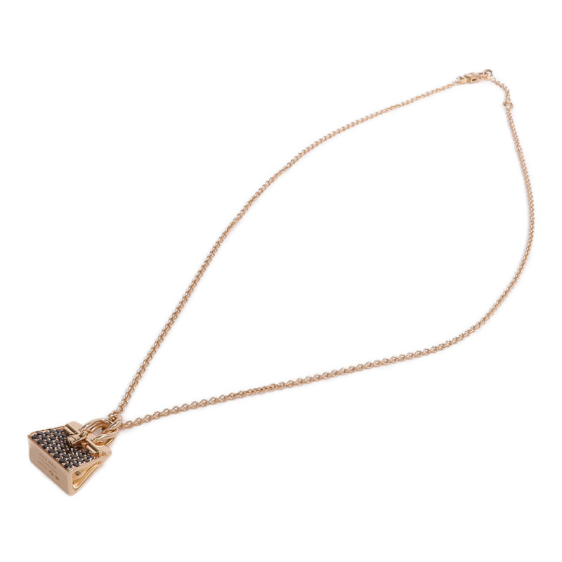 HERMES 18K玫瑰金Amulettes Kelly Pendant尖晶石項鍊-3