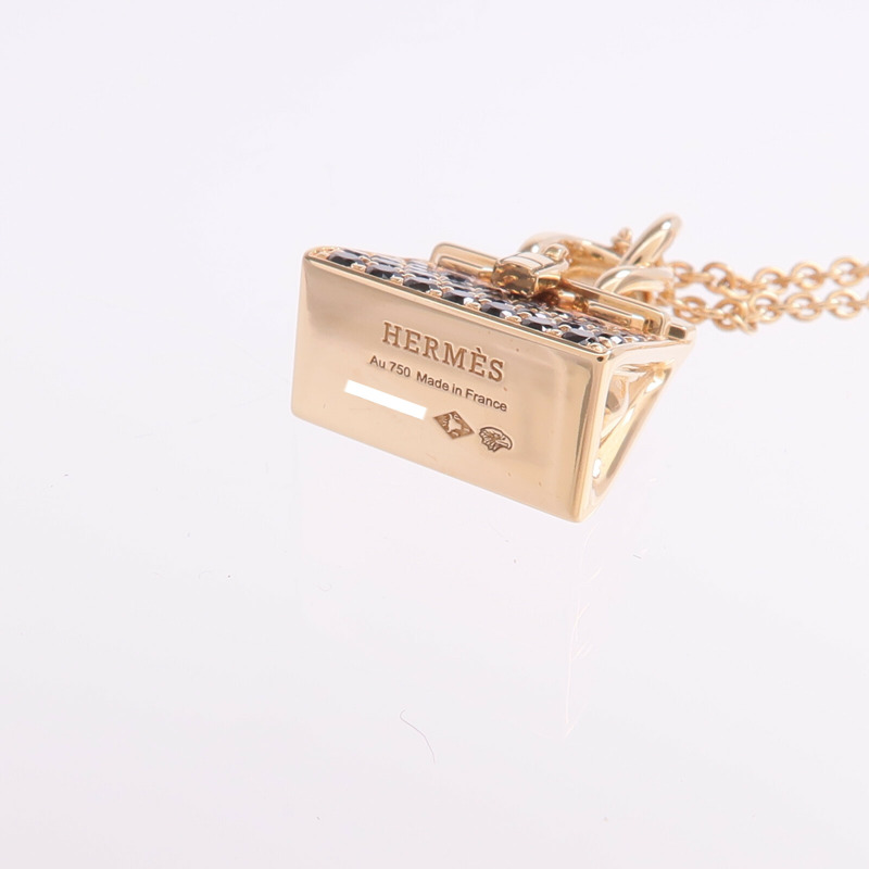 HERMES 18K玫瑰金Amulettes Kelly Pendant尖晶石項鍊-6