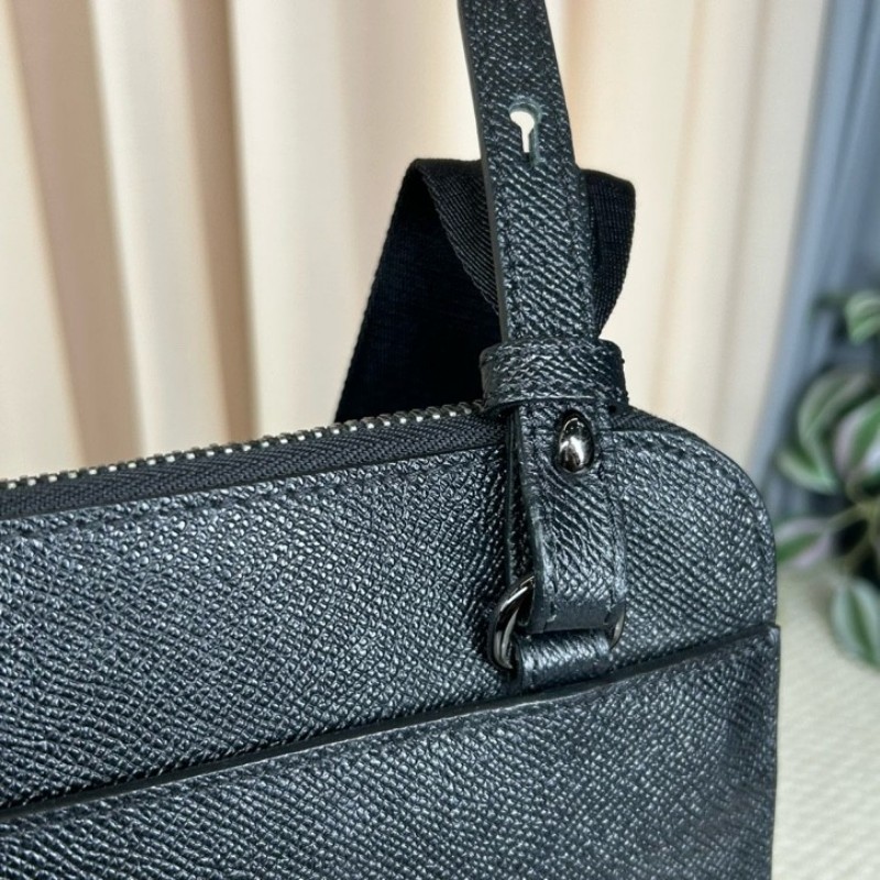 ghh hz 巴寶莉BURBERRY黑色公文包 內裡經典格紋 可單肩可斜挎 容量實用 適合商務通勤-16