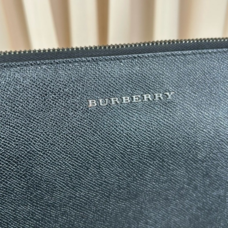 ghh hz 巴寶莉BURBERRY黑色公文包 內裡經典格紋 可單肩可斜挎 容量實用 適合商務通勤-21