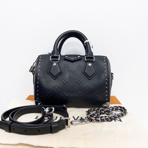 LV Speedy Trunk 20 黑銀鉚釘 芯片款 98新