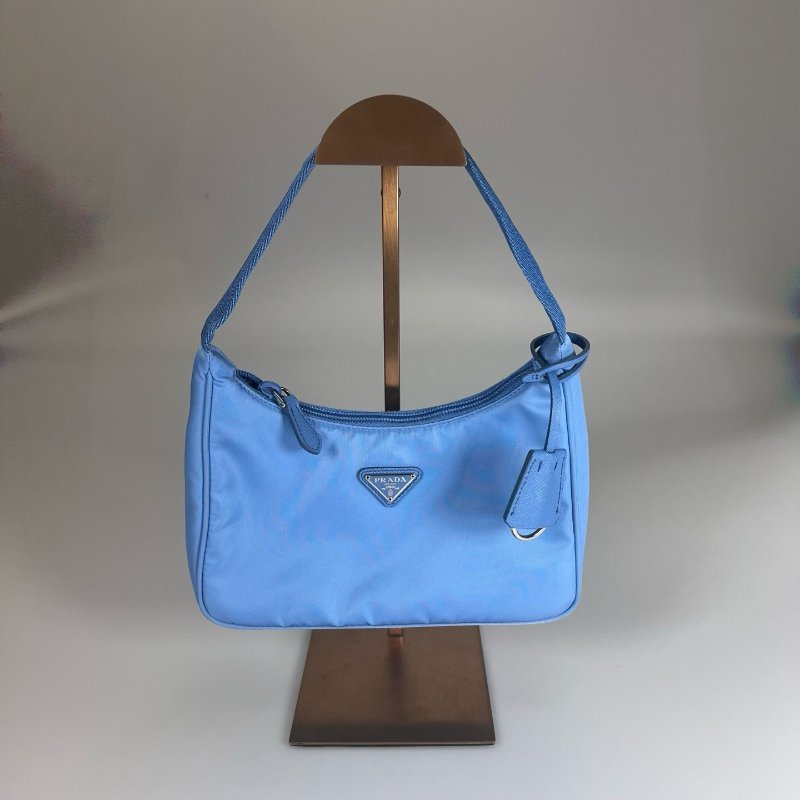 PRADA 1NE515 藍尼龍單肩HOBO包-0