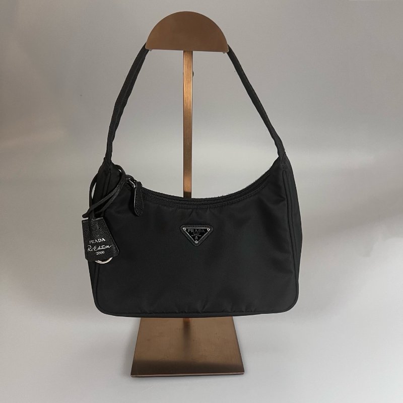 PRADA 1NE515 黑尼龍單肩HOBO包-0