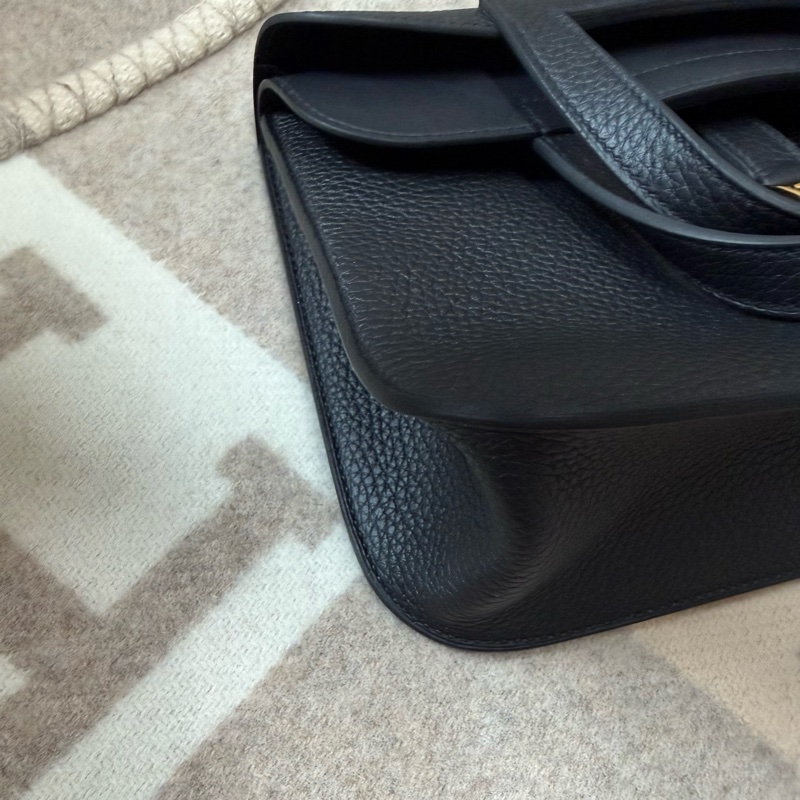 愛馬仕 Hermès HALZAN 25  黑色 金釦-9