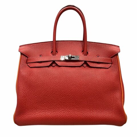 HERMES 愛馬仕 BIRKIN 35 TOGO牛皮 紅色 銀扣