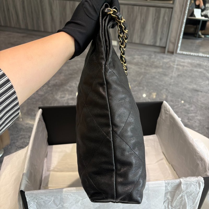 *SHIHNA名牌精品* CHANEL 22Bag 荔枝牛皮 中號黑字金鏈肩背包-2