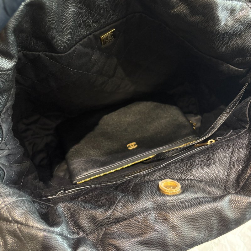 *SHIHNA名牌精品* CHANEL 22Bag 荔枝牛皮 中號黑字金鏈肩背包-5