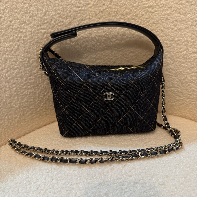 Chanel 黑牛仔飲盒包-0