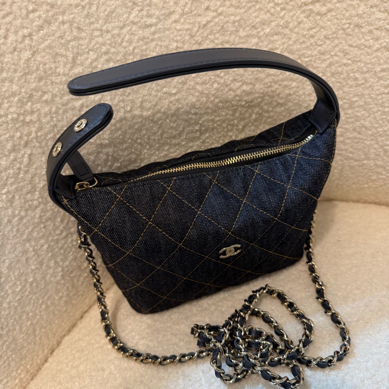 Chanel 黑牛仔飲盒包-2