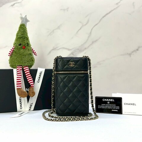 CHANEL 荔枝牛鏈帶手機包